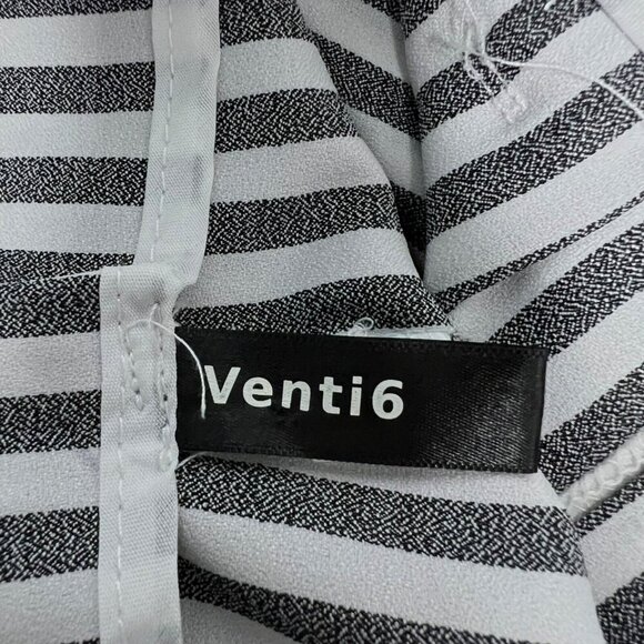 Venti6 Womens Paper Bag Striped Ankle Pants Belted Gray/White Size Medium - Picture 8 of 9